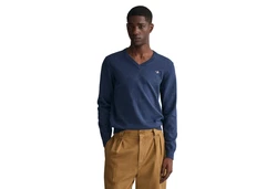 Gant Strickpullover Classic Cotton V-Neck navy/rot/wei