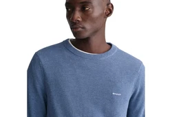 Gant Rundhalspullover Pique-Strickpullover Dunkelblau/Hellblau/Blau/Pastell