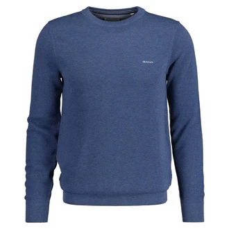 Gant Rundhalspullover Pique-Strickpullover Dunkelblau/Hellblau/Blau/Pastell