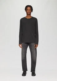 Langarmshirt Gewaschenes Longsleeve mit Rollkante Waschung
