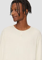 QS Langarmshirt Longsleeve Weiß/Beige/Creme/Khaki