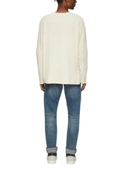 QS Langarmshirt Longsleeve Weiß/Beige/Creme/Khaki
