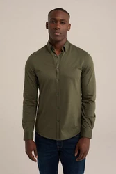 WE Fashion Businesshemd Dunkelgrün/Khaki