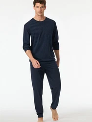 Schiesser Pyjama Schlafanzug Comfort Essentials Dunkelblau