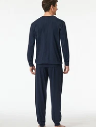Schiesser Pyjama Schlafanzug Comfort Essentials Dunkelblau