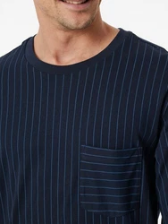 Schiesser Pyjama Schlafanzug Comfort Essentials Dunkelblau