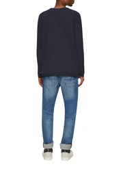QS Rundhalspullover Casual Dunkelblau/Hellblau