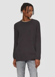 QS Rundhalspullover Casual Schwarz/Dunkelgrau