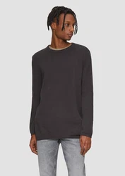 QS Rundhalspullover Casual Schwarz/Dunkelgrau