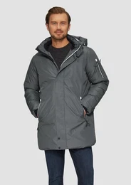 Allwetterjacke Wasserabweisender wattierter Parka mit Kontrast-Details Blende