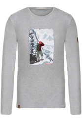 Almgwand Trachtenshirt Longsleeve Herren HANDALM dunkelblau/grau melange