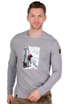 Almgwand Trachtenshirt Longsleeve Herren HANDALM dunkelblau/grau melange