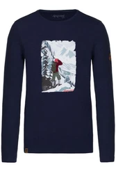 Almgwand Trachtenshirt Longsleeve Herren HANDALM dunkelblau/grau melange
