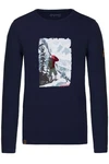 Almgwand Trachtenshirt Longsleeve Herren HANDALM dunkelblau/grau melange