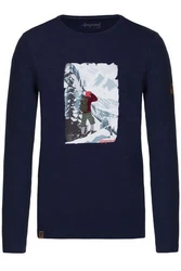 Almgwand Trachtenshirt Longsleeve Herren HANDALM dunkelblau/grau melange