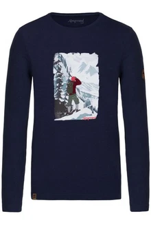 Almgwand Trachtenshirt Longsleeve Herren HANDALM dunkelblau/grau melange