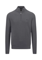 Fynch-Hatton Strickpullover mit Troyer-Kragen Dunkelgrau/Grau/Dunkelblau/Hellgrau