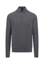 Fynch-Hatton Strickpullover mit Troyer-Kragen Dunkelgrau/Grau/Dunkelblau/Hellgrau