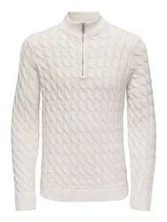 ONLY & SONS Troyer Strickpullover Creme/Weiß/Beige/Khaki