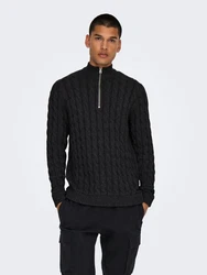 ONLY & SONS Troyer Strickpullover Schwarz