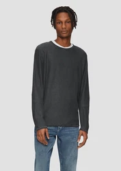 QS Strickpullover Dunkelgrau/Grau/Schwarz