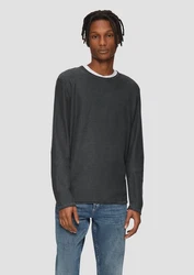 QS Strickpullover Dunkelgrau/Grau/Schwarz