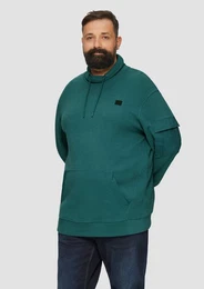 Sweatshirt Sweatshirt mit Kngurutasche und Stehkragen Logo