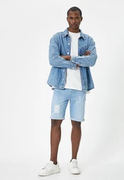 Jeansshorts Bermudalnge (ber Dem Knie) Jeansshorts