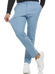 Indicode Herren Rodekro Chinohose Super Stretch mit 4 Taschen Hellblau/Blau/Grau