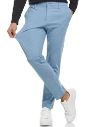 Indicode Herren Rodekro Chinohose Super Stretch mit 4 Taschen Hellblau/Blau/Grau