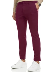 Indicode Herren Rodekro Chinohose Super Stretch mit 4 Taschen Dunkelrot/Bordeaux/Lila/Rosa