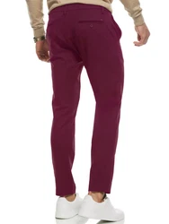 Indicode Herren Rodekro Chinohose Super Stretch mit 4 Taschen Dunkelrot/Bordeaux/Lila/Rosa