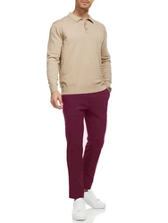 Indicode Herren Rodekro Chinohose Super Stretch mit 4 Taschen Dunkelrot/Bordeaux/Lila/Rosa