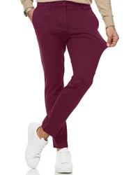 Indicode Herren Rodekro Chinohose Super Stretch mit 4 Taschen Dunkelrot/Bordeaux/Lila/Rosa