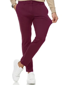 Indicode Herren Rodekro Chinohose Super Stretch mit 4 Taschen Dunkelrot/Bordeaux/Lila/Rosa