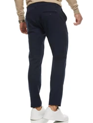 Indicode Herren Rodekro Chinohose Super Stretch mit 4 Taschen Dunkelblau
