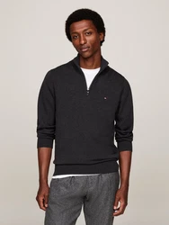 Tommy Hilfiger Troyer Pima Org Ctn Cashmere Zip Mock grau