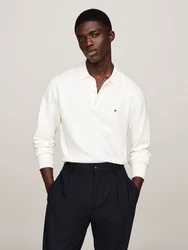 Tommy Hilfiger Polokragenpullover PIMA ORG CTN CASHMERE LS POLO ivory