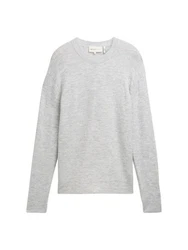 TOM TAILOR Denim Strickpullover mit Logo Stickerei Grau/Hellgrau