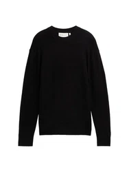 TOM TAILOR Denim Strickpullover mit Logo Stickerei Schwarz