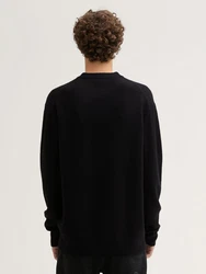 TOM TAILOR Denim Strickpullover mit Logo Stickerei Schwarz