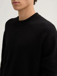 TOM TAILOR Denim Strickpullover mit Logo Stickerei Schwarz