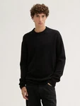 TOM TAILOR Denim Strickpullover mit Logo Stickerei Schwarz