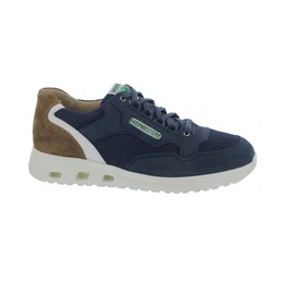 Jansen Air Sneaker, Nubukleder / Mesh kombi., Jeans Blue, dun Schnrschuh