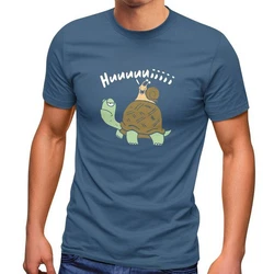 MoonWorks Print-Shirt Herren T-Shirt Schildkrte Schnecke Huuuuiiii 