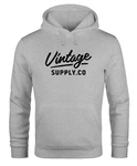 Neverless Hoodie Herren Bedruckt Vintage Schriftzug Retro Design Creme/Grau