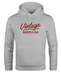 Neverless Hoodie Herren Bedruckt Vintage Schriftzug Retro Design Grau/Creme/Beige/Rot
