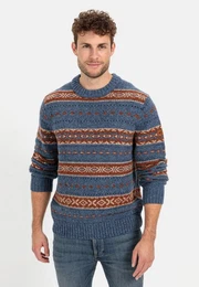 Strickpullover mit Kontraststreifen Markenlabel
