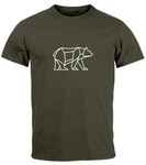 Neverless Print-Shirt Herren T-Shirt Polygon Design Print Br Bear Tiermotiv Outdoor Fashion Dunkelgrün/Khaki/Braun