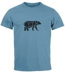 Neverless Print-Shirt Herren T-Shirt Polygon Design Print Br Bear Tiermotiv Outdoor Fashion Hellblau/Blau/Braun